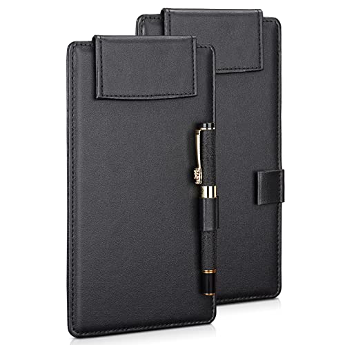 GORESE Klemmbrett A6 Leder Schreibbrett A6 Klemmbrettmappe Clipboard Notizmappe Speisekarte mit Magnetisches Clip und Stiftclip für Restaurant Bar Café Tageskarte Schaufenster Rezeption(2er Pack) von GORESE