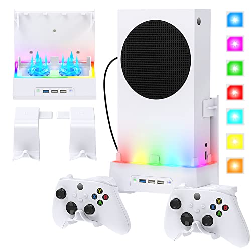 Wandhalterung für Xbox Serie S, vertikale RGB-Lüfterhalterung, Zubehör mit 2 x Controller-Halterungen und erweiterten USB-Anschlüssen für Xbox Series S Konsole von GORIXER