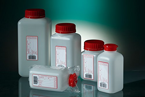 GOSSELIN 030380 Quadratische Probenflasche, 500 ml Füllmenge mit Natriumthiosulfat mit rotem Deckel, 7 x 7 x 15,9 cm, 100 Stück von GOSSELIN