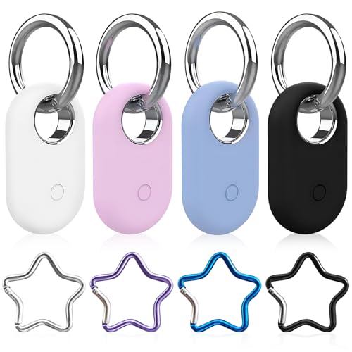 4 Stück Hülle für Samsung Galaxy SmartTag 2 Schutzhülle mit 2 Schlüsselanhänger, Tragbarer Vollsilikon Kratzfeste Silikonhülle, Schutzhülle Zubehör für Samsung Galaxy SmartTag 2 von GOTFUN