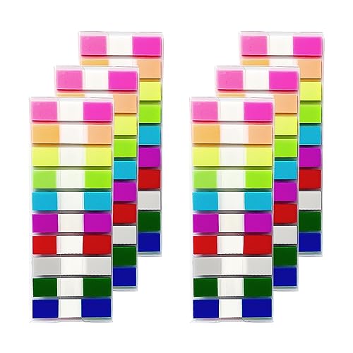 GOTFUN 1200 Stücke Sticky Notes Transparent 6 Sets Haftnotizen Klebezettelr, Textstreifen Page Marker, Haftnotizen Index Tabs für Seitenmarkierungm, Studieren, Büro, 10 Farben von GOTFUN