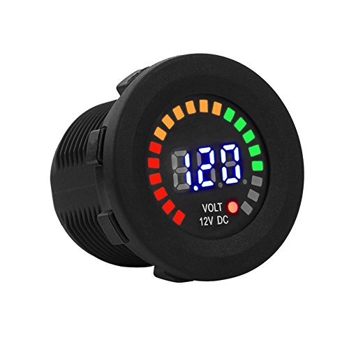 12V Spannungsmesser Wasserdicht DC LED Digitale Anzeige Voltmeter für Auto LKW Motorrad Boot Marine von GOTOTOP