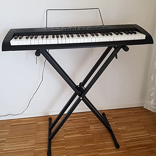 Double Braced X Frame Keyboard Stand, Faltbarer Verstärkter Keyboardständer, Höhenverstellbarer Ständer für Klavier Elektronische Keyboards für 61 bis 88 Tasten Keyboards und Digitalpianos von GOTOTOP