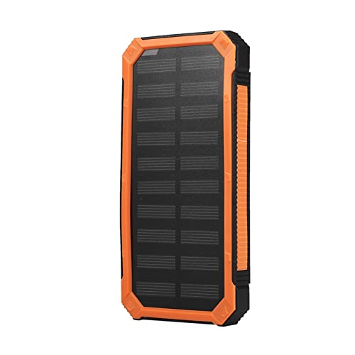 GOTOTOP Solar-Powerbank, 20.000 mAh, externes Ladegerät, tragbar, mit 2 Ausgängen, 2 Lademodi (Solar + USB) für Camping, Android iOS (ohne Akku)(Orange) von GOTOTOP