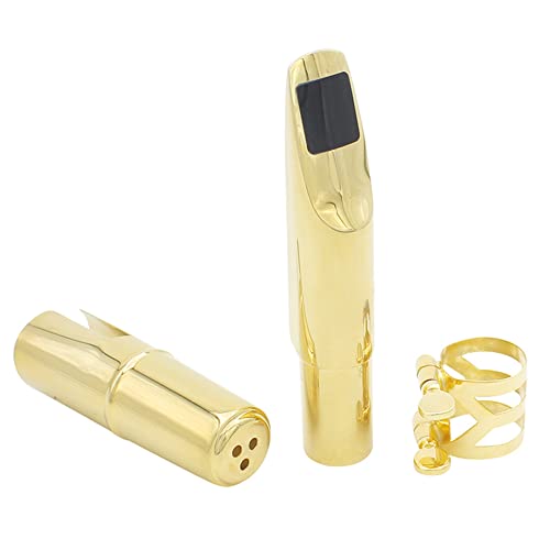 Sax Mouthpiece, Jazz Alto Saxophone Metal 8C Mouthpiece with Cap Patches Pads Cushions von GOTOTOP