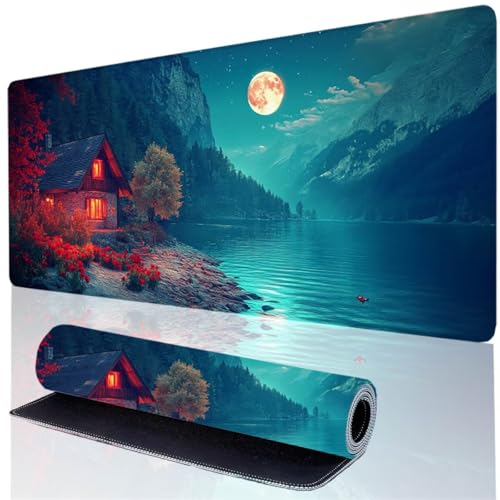 Mauspad Grün Gaming Mousepad XXL 800x300x3mm, Wasserdicht Schreibtischunterlage Mond, Verbessert Präzision und Geschwindigkeit, Genähten Kanten Desk Mat für PC Zubehör Gaming Schreibtisch Deko 9O-9 Mauspad Grün Gaming Mousepad XXL 800x300x3mm, Wasserdicht Schreibtischunterlage Mond, Verbessert Präzision und Geschwindigkeit, Genähten Kanten Desk Mat für PC Zubehör Gaming Schreibtisch Deko 9O-9 von GOUFEENG