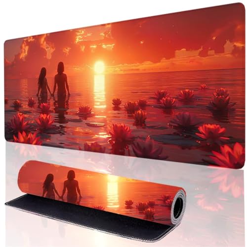 Rot Mousepad XXL 90 x 30 cm, Mauspad Paar Wasserdicht rutschfeste Gummibasis, Mauspad Groß Verbessert Präzision und Geschwindigkeit, Desk Mat mit Genähten Kanten für Gaming und Büro, Geschenke 6C-4 Rot Mousepad XXL 90 x 30 cm, Mauspad Paar Wasserdicht rutschfeste Gummibasis, Mauspad Groß Verbessert Präzision und Geschwindigkeit, Desk Mat mit Genähten Kanten für Gaming und Büro, Geschenke 6C-4 von GOUFEENG