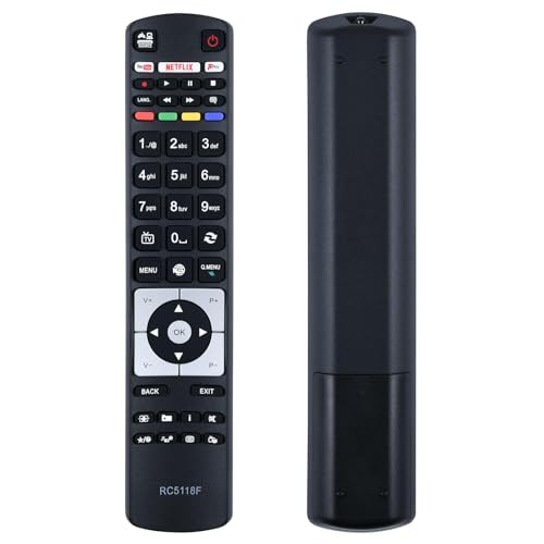 GOUYESHO RC5118 RC5118F Fernbedienung Ersatz für Hitachi Telefunken Smart TV Fernseher Kompatibel mit RC5118 24HB11J65U 32HB16J61U 32HB16J61U 32HB16T61U 43HB16T72U 55HK15T74U 55HK15T74UA von GOUYESHO