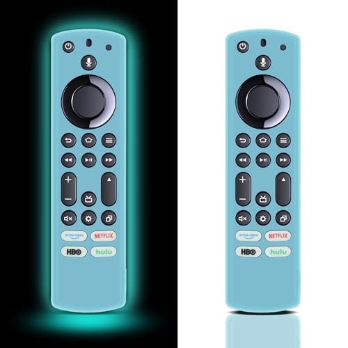 Silikon-Schutzhülle für Fire Stick TV-Fernbedienung Glow in The Dark, Remote Cover für Firestick 4K Max/Toshiba/Insignia/Pioneer/Omni(QLED) Serie TV-Fernbedienung(Leuchtendes Blau)-【 2 Pack】 von GOUYESHO