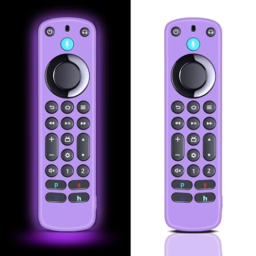 Silikon Schutzhülle für TV Stick Fernbedienung Glow in The Dark, Remote Cover für Stick Smart TV Fernbedienung (Leuchtendes Violett) -【 2 Pack】 von GOUYESHO