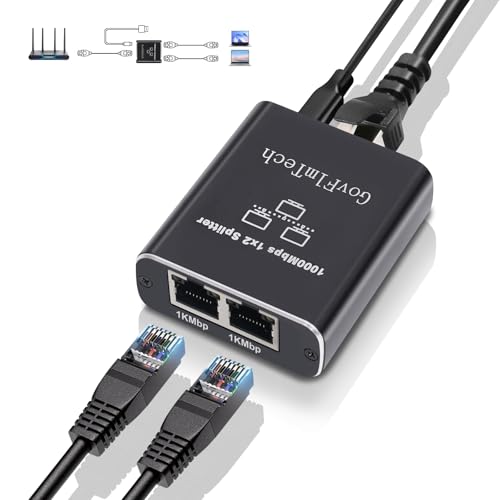 LAN Switch 2 Port, LAN Splitter 1 auf 2 1000Mbps mit USB C Netzkabel, Gigabit LAN Verteiler 1 auf 2 für Computer, Switch, Router, Überwachungskamera, Digital TV, et LAN Switch 2 Port, LAN Splitter 1 auf 2 1000Mbps mit USB C Netzkabel, Gigabit LAN Verteiler 1 auf 2 für Computer, Switch, Router, Überwachungskamera, Digital TV, et von GOVFLMTECH