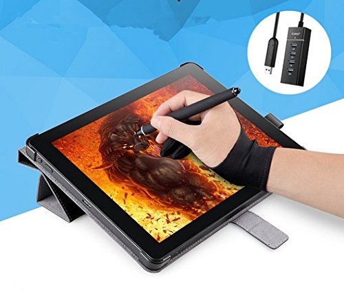 Gowe Digitaler Bildschirm für Tablets, 30,5 cm (12 Zoll), mit LED-Panels und Displayschutzfolie, Lederhülle, 4 USB-3.0-Hub von GOWE