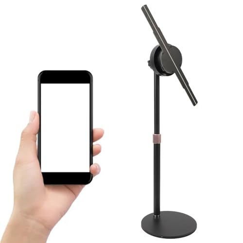 3D Hologramm Lüfter, 3D Hologramm Projektor Werbedisplay mit 256 LED Perlen, Integrierte 16 GB TF Karte, Unterstützt WiFi und APP (EU-Stecker) von GOWENIC