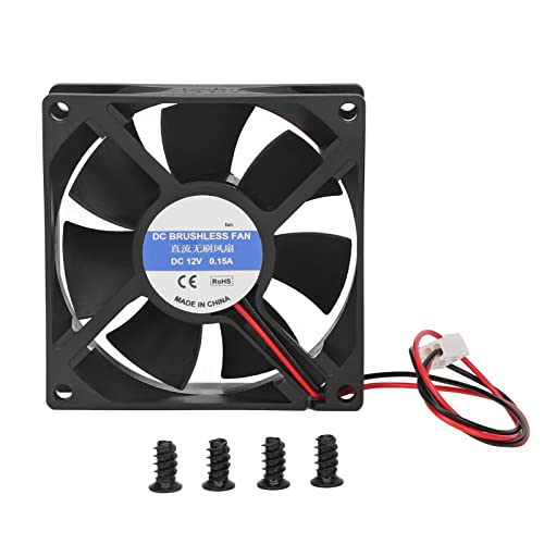 80 Mm CPU-Lüfter, 80 X 80 X 25 Mm, Leiser 3-Pin-Anschluss, Einfache Installation, PC-Lüfter, für Computergehäuse (2000RPM) von GOWENIC