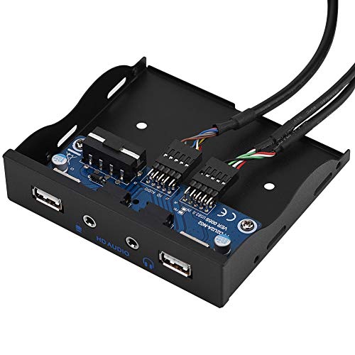 Disketten-Frontpanel 3,5 Zoll 2 Port USB 2.0 HD-Audio Disketten-Frontplatte 9-polig auf 2 USB 2.0-Schnittstelle mit Mikrofon Audio für Computer von GOWENIC