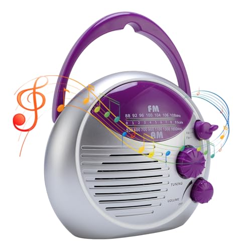 Duschradio, Tragbares AM FM IPX4Water Proof Hanging Lautsprecher Batterie Betriebenes Einstellbares Volumen für Badezimmer (ohne Batterie) von GOWENIC