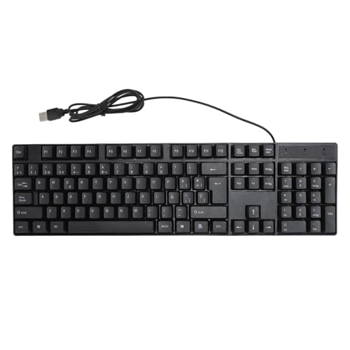 GOWENIC 104 Tasten Minderheitssprachentastatur, Gaming USB Kabeltastatur mit Geneigtem Design, 1,5 M Kabel, Plug and Play, für Computer Desktop Laptop (Spanisches QWETZ-Layout) von GOWENIC