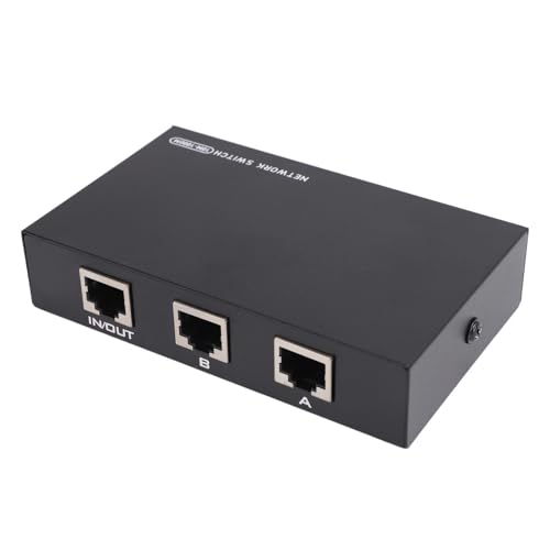 GOWENIC 2-Wege-A-B-RJ45-Netzwerk-Switch-Splitter-Auswahl-Hub mit Metallgehäuse für Zuhause, Schwarz von GOWENIC