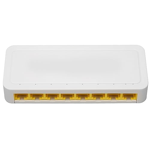 GOWENIC 8-Port-Gigabit-Ethernet-Switch, Desktop-Micro-Ethernet-Splitter-Netzwerk-Switch LAN RJ45-Splitter-Hub, Plug-and-Play-verkehrsoptimiertes Lüfterloses Design (EU-Stecker) von GOWENIC