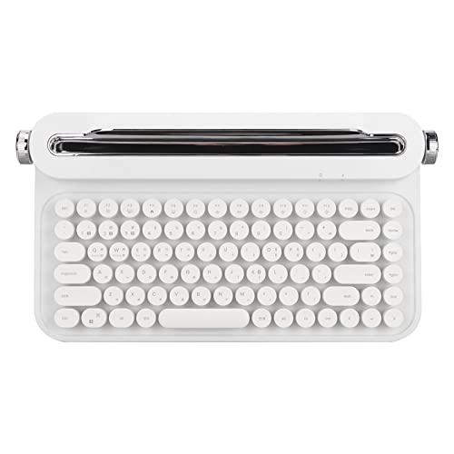 GOWENIC B305 Vintage BT-Tastatur, 86 Tasten, Tragbare Retro-Schreibmaschinentastatur mit Integriertem Ständer, Unterstützt Telefon-Tablet, für Windows für Android für IOS (Weiss) von GOWENIC