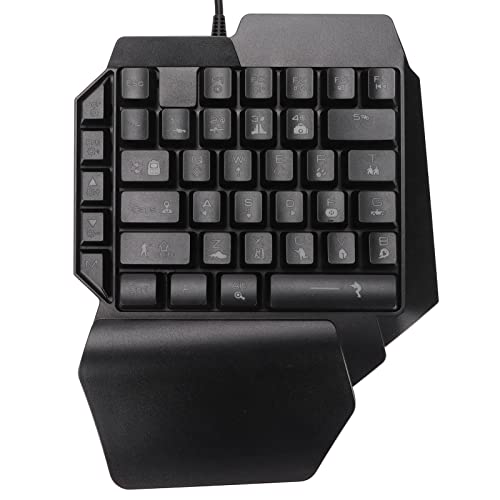 GOWENIC Einhand-Gaming-Tastatur, 39 Tasten, Leuchtende Professionelle Gaming-Tastatur, USB-Kabel, Mechanische Einhand-Tastatur mit Handballenauflage für PC-Spiele von GOWENIC