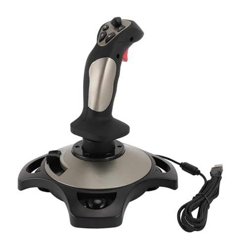GOWENIC PC Flight Joystick, Wired Flight Stick Flight Simulator Control Joystick mit Vibrationsfunktion Drosselklappensteuerung, für wins 7 8 10 11 Computer, Laptop (nur PC) von GOWENIC