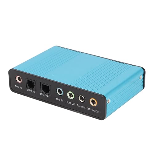 USB-Soundkarte, 6 Kanäle, 5.1- und 2-Kanal-Ausgang, Mikrofoneingang, SPDIF-Eingang, Einfache Installation mit 48 kHz Abtastrate für PC, Laptop (Blue) von GOWENIC