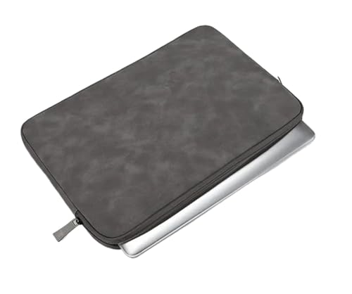 Computertasche, Laptop-PU-Leder, schützende Tablet-Tasche, Computertasche, Aufbewahrungstasche, schlanke Laptop-Hülle FüR Business(Dark Grey,14.1-15.4inch) von GOXQIT