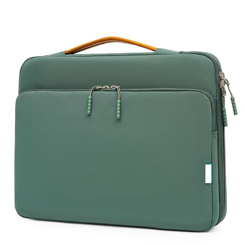 Laptop Sleeve Tasche 13,3 14,1 15,6 Zoll Notebook Fall Tragbare Reise Tragetasche Computer Wasserdichte Handtasche FüR Business(Dark Green,13-14 Inch) von GOXQIT