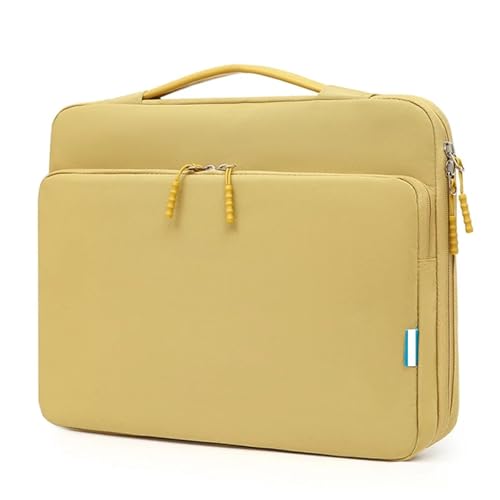 Laptop Sleeve Tasche 13,3 14,1 15,6 Zoll Notebook Fall Tragbare Reise Tragetasche Computer Wasserdichte Handtasche FüR Business(Yellow,13-14 Inch) von GOXQIT