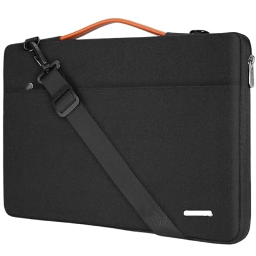 Laptop-Tasche, wasserdicht, Notebook-Tasche, Computer-Schulter-Handtasche, Aktentasche FüR Business(Black,14 inch) von GOXQIT