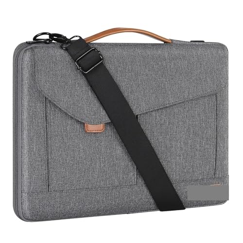 Schützende Laptop-Hülle im Umschlag-Stil mit Schultergurt for 14 Zoll 15,6 Zoll 17 Zoll Notebook-Computertasche FüR Business(Gray,17-inch) von GOXQIT