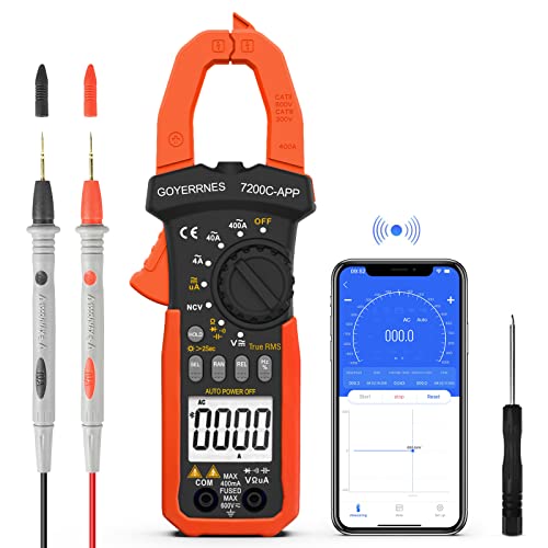 Digitales Zangenmessgerät Multimeter, GR-7200C-APP strommesszange Pinza Amperometrica Digitale AC DC Volt Amp TRMS 4000 mit mobilen APP-Funktionen Misst Stromspannung, Temperatur, Dioden Digitales Zangenmessgerät Multimeter, GR-7200C-APP strommesszange Pinza Amperometrica Digitale AC DC Volt Amp TRMS 4000 mit mobilen APP-Funktionen Misst Stromspannung, Temperatur, Dioden von GOYERRNES