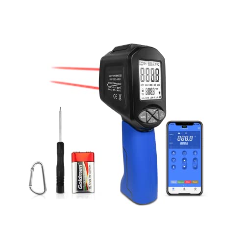 Infrarot-Thermometer Pistole(Nicht für Menschen) Berührungslose Digitales Thermometer mit APP Connect Funktion【NICHT für Mensch】 (1580-APP(Blua)) von GOYERRNES