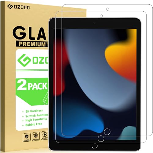 GOZOPO [2 Stück] Schutzfolie für iPad 9. / 8. / 7. Generation (iPad 9/8/7 10.2 Zoll, 2021/2020/2019), 9H-Härte Panzer Schutz Glas Gehärtetem Displayschutzfolie von GOZOPO