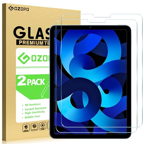GOZOPO 2 Stück Schutzfolie für iPad Air 5 (10.9-Zoll, 2022 Modell, 5. Generation), Panzer Glas Folie Displayschutz von GOZOPO