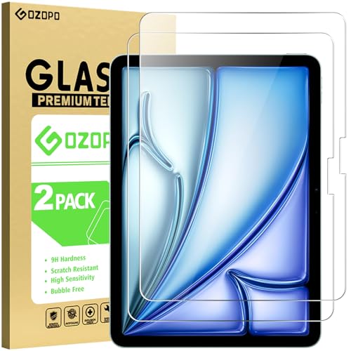 GOZOPO [2 Stück Panzerglas Schutzfolie für iPad Air 11 Zoll M2 (2024, 6. Generation), 9H HD Kratzfest Gehärtetem Displayschutzfolie für iPad Air 11'' 2024 von GOZOPO
