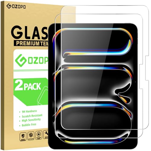 GOZOPO [2 Stück Schutzfolie für iPad Pro 11 Generation 11Zoll(2024), 9H-Härte Panzer Schutz Glas Gehärtetem Displayschutzfolie von GOZOPO