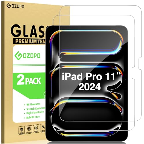 GOZOPO 2 Stück Panzer Schutz Glas für iPad Pro 11 Zoll M4 (2024), 9H HD Kratzfest Gehärtetem Schutzfolie für iPad Pro 11'' M4 2024 von GOZOPO