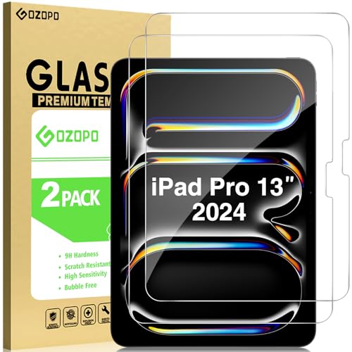 GOZOPO 2 Stück Panzer Schutz Glas für iPad Pro 13 Zoll M4 (2024), 9H HD Kratzfest Gehärtetem Schutzfolie für iPad Pro 13'' M4 2024 von GOZOPO
