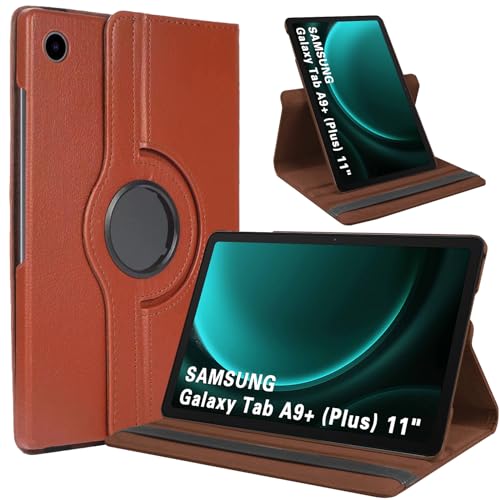 GOZOPO Hülle für Samsung Galaxy Tab A9 Plus 11 Zoll 2023 (SM-X210/X215/X216/X218), Ultradünne PU Leder 360° Drehbar Multi-Winkel Schutzhülle Kompatibel mit Samsung Tab A9+ 11", Braun von GOZOPO