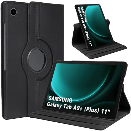 GOZOPO Hülle für Samsung Galaxy Tab A9 Plus 11 Zoll 2023 (SM-X210/X215/X216/X218), Ultradünne PU Leder 360° Drehbar Multi-Winkel Schutzhülle Kompatibel mit Samsung Tab A9+ 11", Schwarz von GOZOPO
