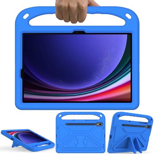 GOZOPO Hülle für Samsung Galaxy Tab S9/ S9 5G/S9 FE Tablette - mit Standfunktion und Griff Robust Stoßfest Kinder Hülle für Samsung Tab S9 11" / S9 FE 10.9" - Blau von GOZOPO