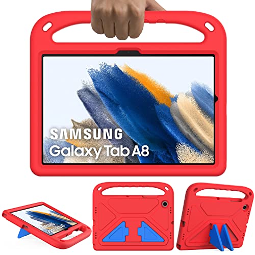 GOZOPO Kinder Hülle für Samsung Galaxy Tab A8 10.5 Zoll 2021 (SM-X200/X205), Robust Stoßfest Schutzhülle mit Standfunktion -Rot von GOZOPO
