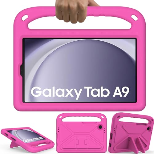 GOZOPO Kinder Hülle für Samsung Galaxy Tab A9 8.7 Zoll 2023, mit Standfunktion, Robust Stoßfest Schutzhülle Galaxy Tab A9 (SM-X110 / SM-X115) Hülle (Magenta) von GOZOPO