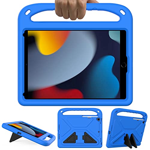 GOZOPO Kinder Hülle für iPad 9. / 8. / 7. Generation (10,2 Zoll, Modell 2021/2020/2019), mit Standfunktion und Griff, Robust Stoßfest Schutzhülle für iPad 10.2 / iPad Air 3 / iPad Pro 10.5, Blau von GOZOPO