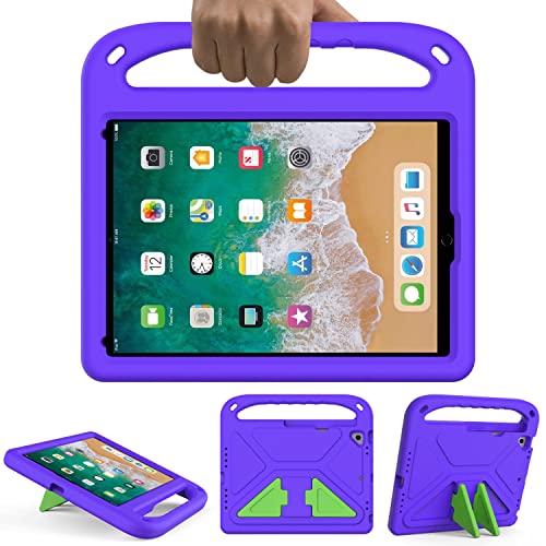 GOZOPO Kinder-Schutzhülle für iPad 9,7 Zoll 2018/2017 (6. / 5. Generation), stoßfest, robust und leicht, mit Griff und Ständer und Stifthalter, für iPad 9,7 / Air 1 / Air 2 / Pro 9,7 Zoll, Violett von GOZOPO
