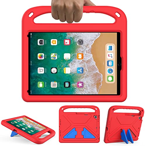 GOZOPO Kinderhülle für iPad 9,7 Zoll 2018/2017 (6. / 5. Generation), stoßfest, robust und leicht, mit Ständer und Stifthalter, Schutzhülle für iPad 9,7 / Air 1 / Air 2 / Pro 9,7 (rot) von GOZOPO