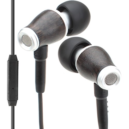 Accessory Power GOgroove Premium In Ear-Kopfhörer mit Geräuschisolierung, In-Line-Telefon- / Musiksteuerung und Kleiner Tragetasche für Handys/Tablets / MP3-Player - Walnuss Holz- Optik von GOgroove