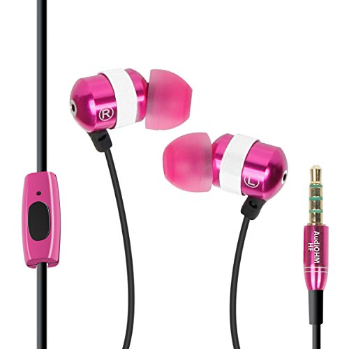 GOgroove Premium In Ear-Kopfhörer mit Geräuschisolierung, In-Line-Telefon- / Musiksteuerung und Kleiner Tragetasche für Handys/Tablets / MP3-Player - Pink von GOgroove